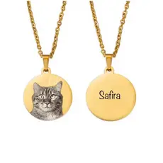 Colar Medalha Personalizada Pet Frente Verso Aço Presente Gato Cachorro