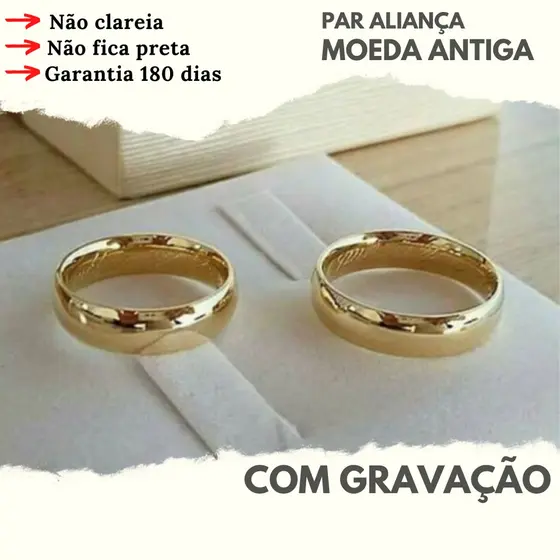 Par de Alianças Moeda antiga + Gravação
