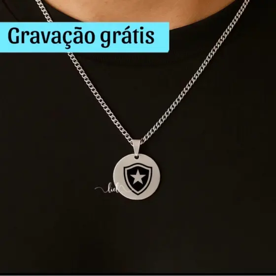 Colar Medalha Personalizada Prata Times De Futebol Escudo Brasão