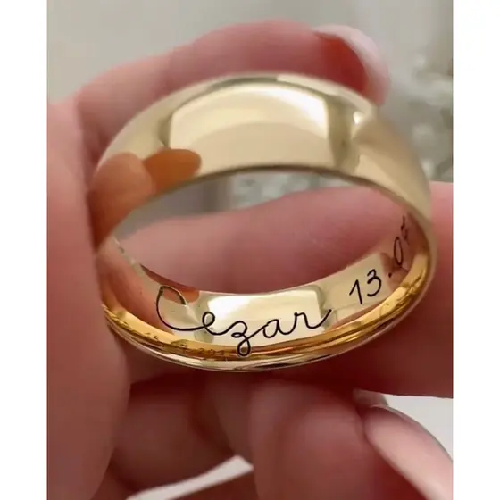 Par de Alianças Aço Banhado Ouro 18k | Aliança Casamento Noivado