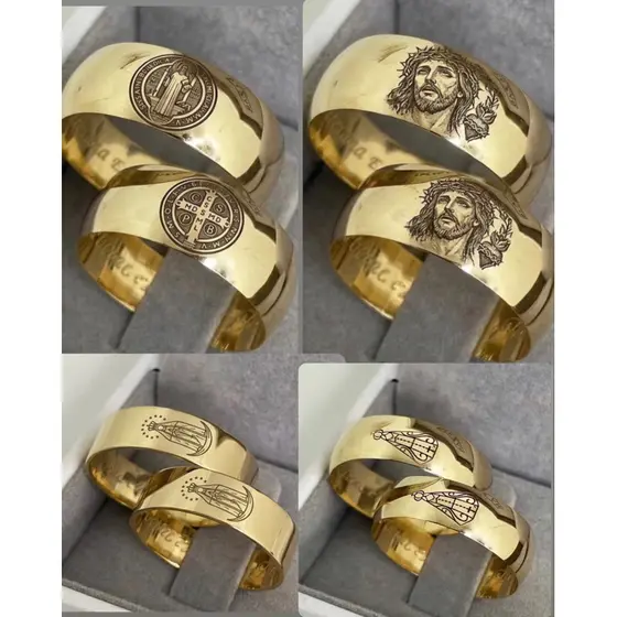 Par Aliança + IMAGEM | Aliança Moeda Antiga Gravado a Laser | Aliança de Casamento Noivado