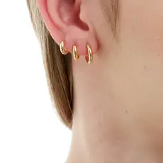 PAR Brincos Argola Fina Folheada Em Ouro 18k