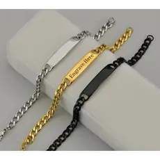 Pulseira Personalizada c/ SEU NOME Aço Banhado Ouro 18k Feminina Masculina