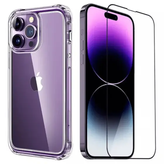Capa Capinha Space + Kit 2 Pelicula Vidro iPhone 11 12 13 14 15 16 17 Pro Max Plus Pelicula de Vidro