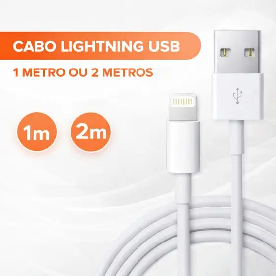 Cabo USB Lightning Turbo para Celular Carregamento Rápido e Sincronização