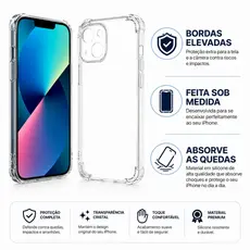 Capa Capinha Anti Impacto iPhone Silicone Transparente Absorve Quedas Proteção Reforçada para Apple