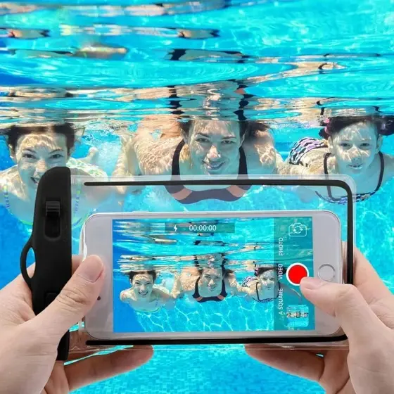 CAPA BOLSA PROVA DÁGUA IMPERMEÁVEL CELULAR TRANSPARENTE UNIVERSAL