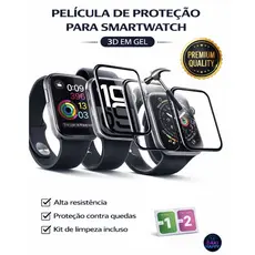 Kit Película Compatível para SmartWatch 3D Gel Curvada Borba Preta