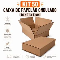 Kit 50 Caixas de Papelão Ondulado 16x11x3 Caixa de Envio Correio Sedex E-commerce Pac