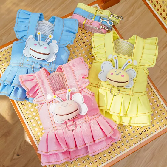Vestido De Verão Para Cachorro Fofo Jeans Desenhável Animais De Estimação Gato
