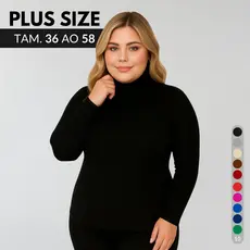Blusa Plus Size Feminina Blusa Manga Longa Feminina Cacharrel Feminino Sueter Feminino Gola Alta Frio