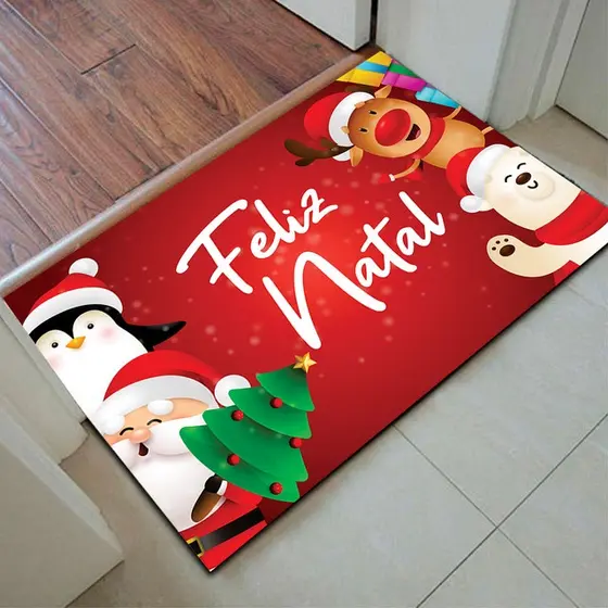 Tapete Tapete Capacho Porta de Entrada Decorativo Tapete Quarto Tapete Porta de Entrada -Natal Feliz - Mega Oferta