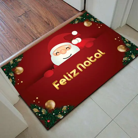 Tapete Tapete Capacho Porta de Entrada Decorativo Tapete Quarto Tapete Papai Noel - Feliz Natal - Mega Oferta