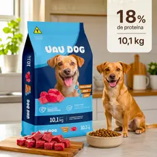 Ração para Cachorro Cães Uau Dog Adulto 18% de Proteína Sabor Carne Todas as Raças 10kg