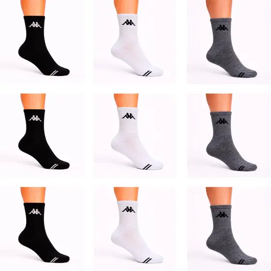 Kit 9 Pares Meia Cano Médio Esportiva Kappa