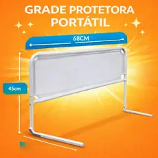 Grade De Cama - Protetor  Berço - Grade De Proteção - Bebê E Idosos - 68x45 CM P