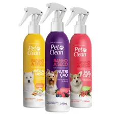 Banho a Seco Pet Clean Extrato Naturais Cachorro Gato Cães Pet 240ml