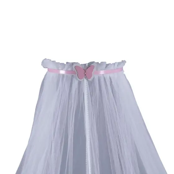 Dossel Mosquiteiro Parede Quarto Bebe Infantil Criança Filo Tule Berço Menina Borboleta Rosa