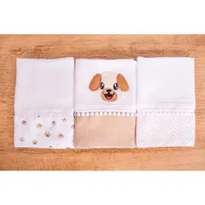 Kit 3 Peças De Fralda De Boca 100% Algodão