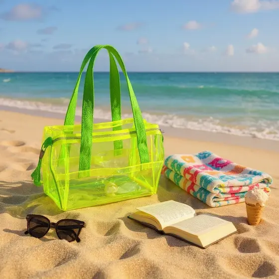 Bolsa Praia Piscina Maternidade Transparente Neon