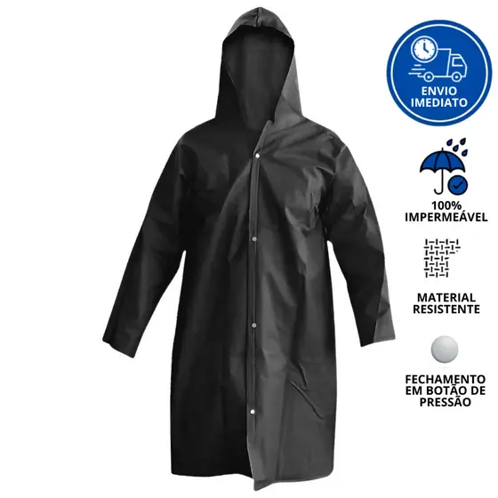 Capa De Chuva Impermeável Pvc Forrado Com Capuz Molhar Protecao