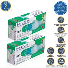 Kit 2 Caixas Luva Nitrílica Volk Azul CA 35633 Sem Pó Mecânica Alimentos Descartável Resistente