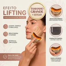 Kit Escova Facial de Massagem Premium Drenagem Linfática Contorno Facial Mandíbula Anti-Inchaço Lifting C/ Estojo