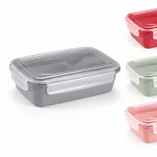 Marmita 900ml c/ Porta Talheres e Travas Pote Reutilizável Micro-ondas Freezer Plástico BPA Free