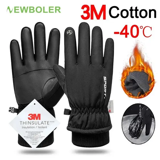 Newboler 3M Luvas De Inverno De Algodão À Prova D'água Com Tela Sensível Ao Toque Lã Antiderrapantes Quentes De Dedo Int
