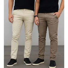 KIT 2 Calças SARJA Slim Sport Fino Lycra Social Masculina