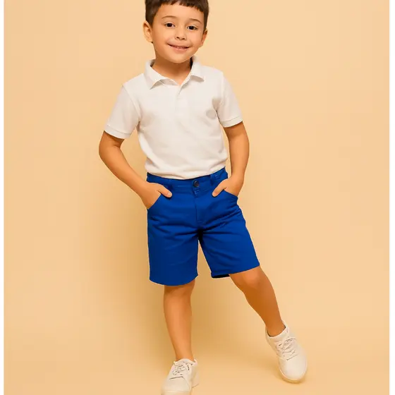 Bermuda INFANTIL de Sarja Menino Alta Qualidade Slim Fit Brim Criança