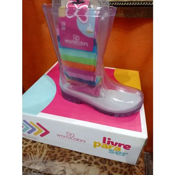 Bota Galocha Wolrdcolors mia clear Original Tam 25 ao 34
