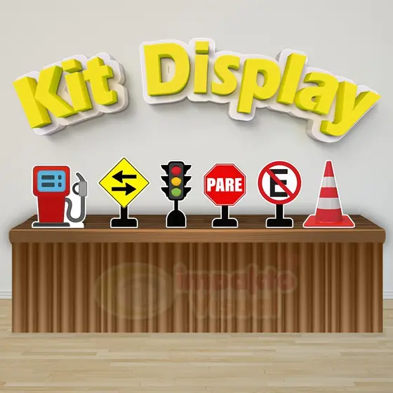 Kit 6 Displays De Mesa Festa Decoração Infantil Placa de Transito