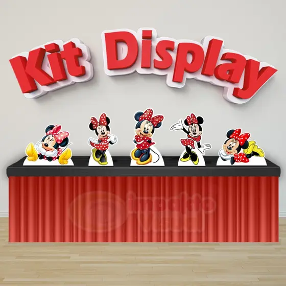 Kit 5 Displays De Mesa Festa Decoração Infantil Minnie Vermelho Vermelha