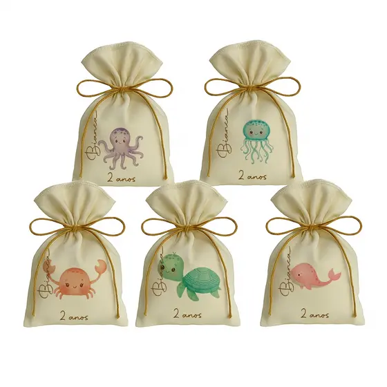 Kit 10 Saquinho Personalizados Festa Lembrancinhas Fundo do Mar Cute