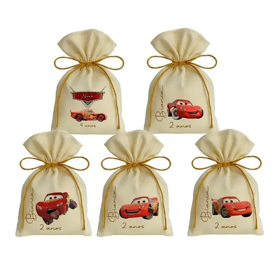 Kit 10 Saquinho Personalizados Festa Lembrancinhas Carros Vermelho