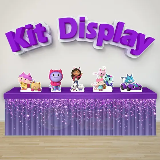 Kit 5 Displays De Mesa Festa Decoração Infantil Gabby's dollhouse