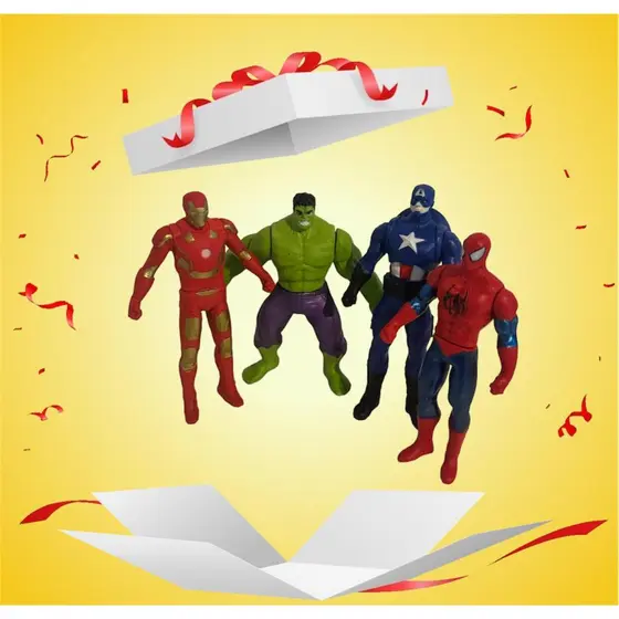 Kit Heroes H.ferro + Hulk + H.Aranha+ C.America