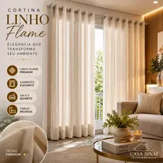 Cortina Linho Flame Premium Sala Quarto Elegante Varão Ilhos Cromado varias Medidas