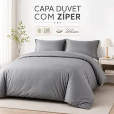 Capa Duvet 400 Fios Com Zíper Para Edredom Luxo Toque Acetinado Macio Hotel