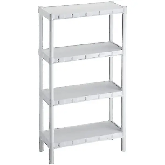 Prateleiras modular multiuso plástica Agraplast com 4 prateleiras , acompanha os pés,  1.06x55x25cm