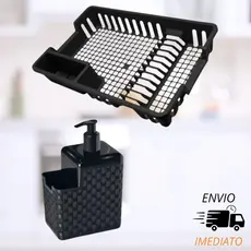 Utensílios para cozinha Escorredor de Louças Pratos  Porta Detergente  Rodinho Rodo de Pia