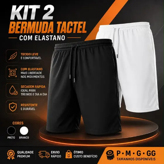 Kit 1 ou 2 Bermudas Shorts com Bolso Masculina
