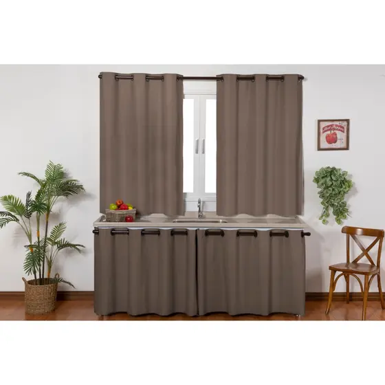 Kit cortinas para Pia e janela Jogo de Cozinha cortinas de pia 1,40 largura x 80cm de altura e Cortina blackout para janela  2,20x1,30