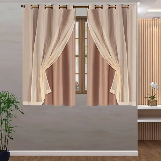 Cortinas blackout para Quarto com voil vários Tamanhos tecido xadrez ou liso cortina