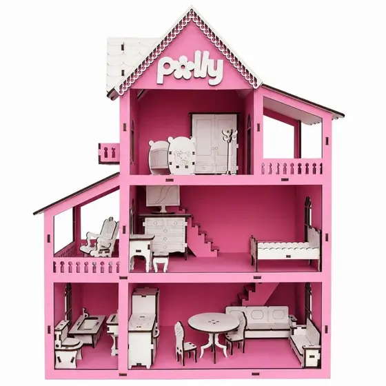 Casinha de Boneca Infantil com Moveis acompanha Parquinhos em Mdf Pintada