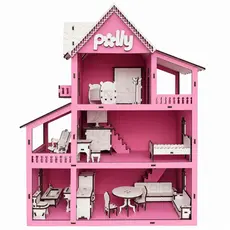 Casinha de Boneca Infantil com Moveis acompanha Parquinhos em Mdf Pintada