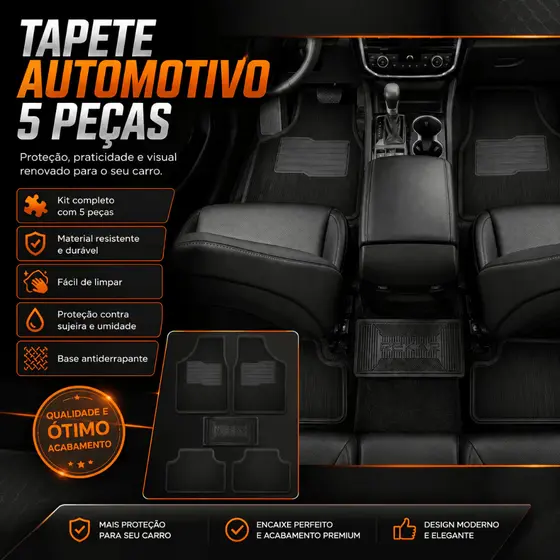 Kit Jogo Tapete Automotivo Carro Borracha Logo Fiat