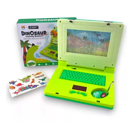 Laptop Dinossauro Notebook De Brinquedo Infantil Musical com Luz e Figurinha