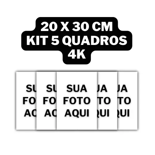 Kit com 5 Quadros decorativos personalizados com sua foto